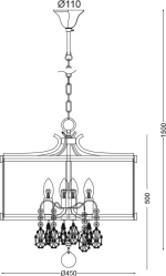 Aca AD80375 Πολυέλαιος 4xE14 Ø45cm Χρυσός