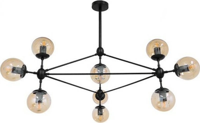 GloboStar Sentinel Πολυέλαιος 10xE27 Ø110cm Μαύρος 110cm 01636