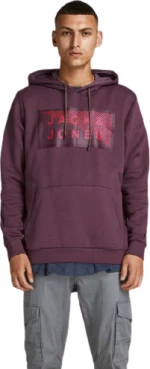 Jack & Jones 12195903 Ανδρικό Φούτερ με Κουκούλα και Τσέπες Μπορντό