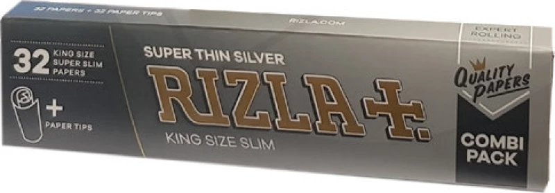 Rizla Χαρτάκια Silver King Size Slim Combi με Τζιβάνες 32 φύλλα