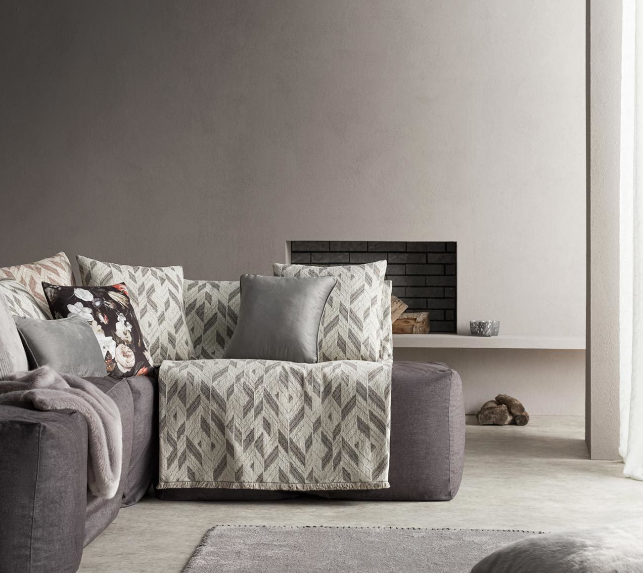 Gofis Home Ριχτάρι Διθέσιου Καναπέ Niagra 842 250 x 180 Grey 15