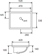 Karag LT6008 Υποκαθήμενος Νιπτήρας Πορσελάνης 52x42cm Λευκός