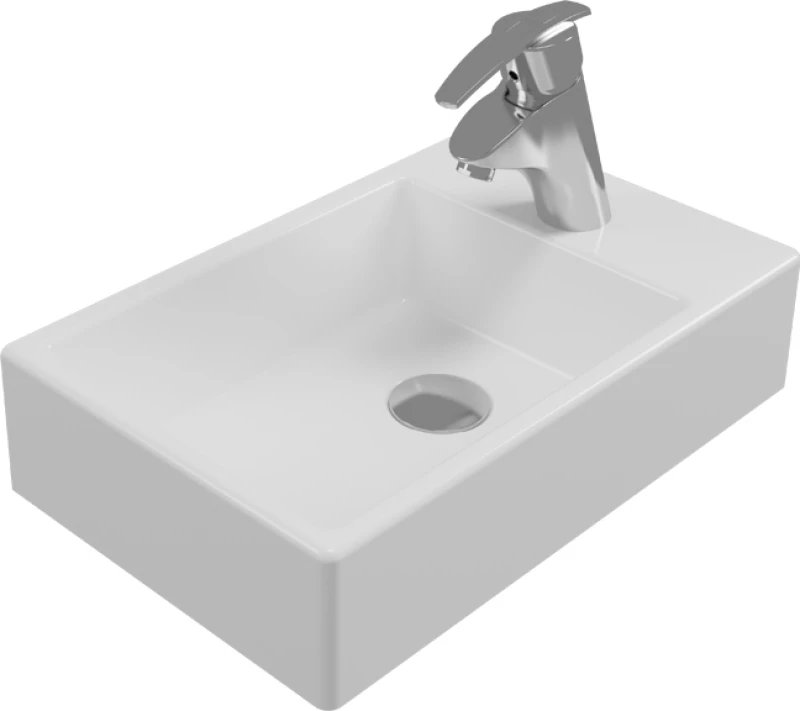 Serel Tetra Επικαθήμενος Νιπτήρας Πορσελάνης 45x28cm Λευκός