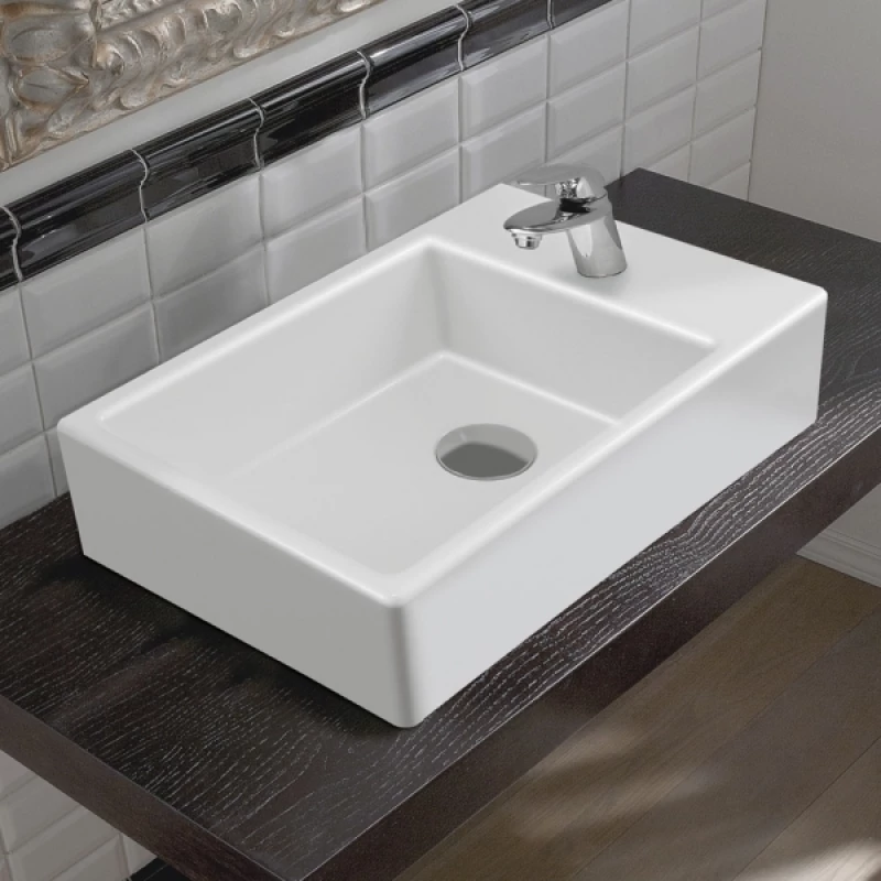 Serel Tetra Επικαθήμενος Νιπτήρας Πορσελάνης 45x28cm Λευκός