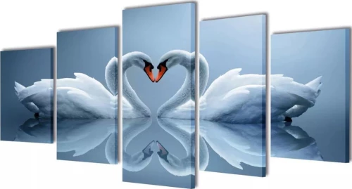 Πίνακας σε Καμβά Σετ Κύκνοι 200 x 100 εκ.
