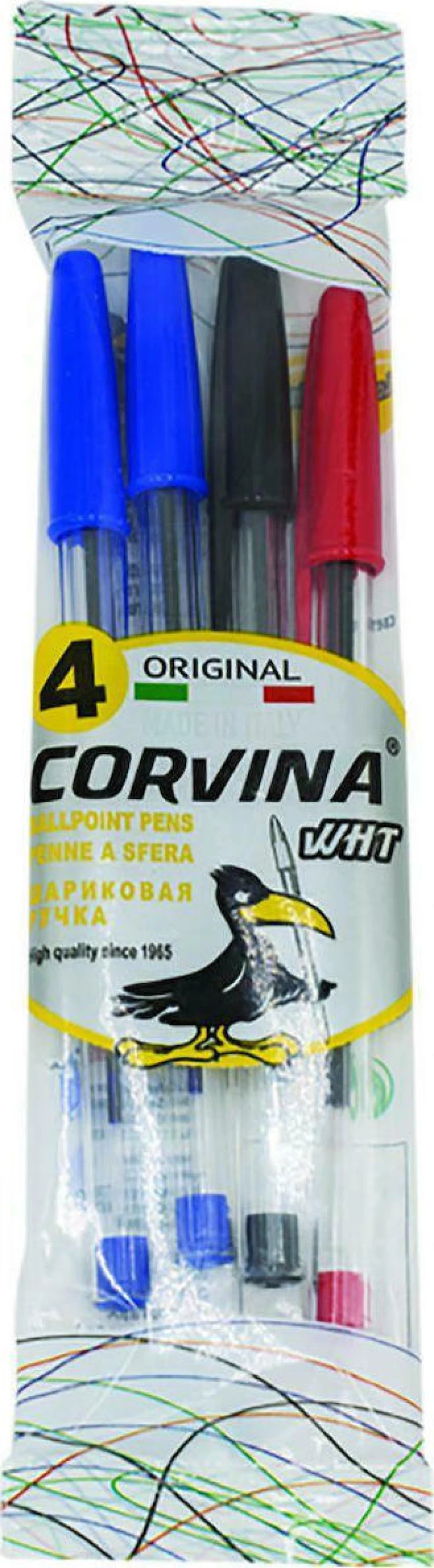 Corvina Στυλό Ballpoint με Πολύχρωμο Mελάνι 4τμχ