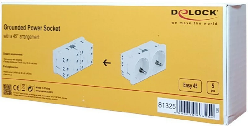 DeLock Easy 45 Διπλή Χωνευτή Πρίζα Ρεύματος Λευκή 5τμχ