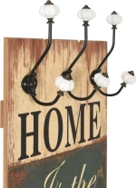 Κρεμάστρα Τοίχου «Home Is» Με 6 Γάντζους 120 X 40 Εκ.