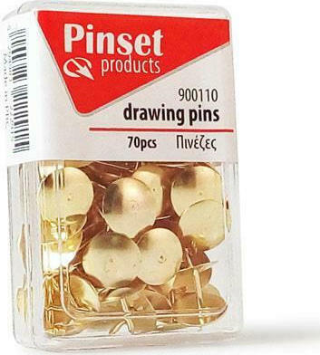Πινέζες Pinset 70τεμ Χρυσές