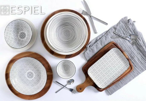 Espiel Charlotte Σαλατιέρα Κεραμική Λευκή-Μαύρη 22.2x22.2x8.6cm