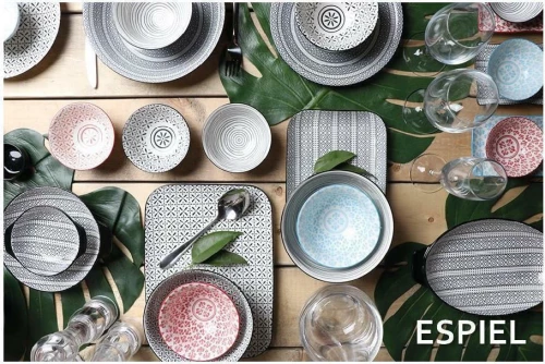 Espiel Charlotte Σαλατιέρα Κεραμική Λευκή-Μαύρη 22.2x22.2x8.6cm