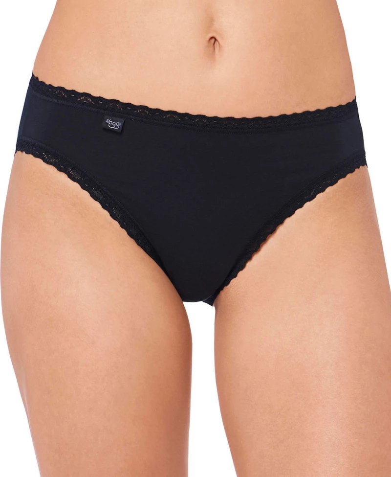 Sloggi 24/7 Tai Βαμβακερά Slip 3Pack με Δαντέλα σε Μαύρο χρώμα
