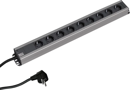 Bachmann 90 ° artisan bar, 9-fold socket, black / gray, 2 meters (300.001)