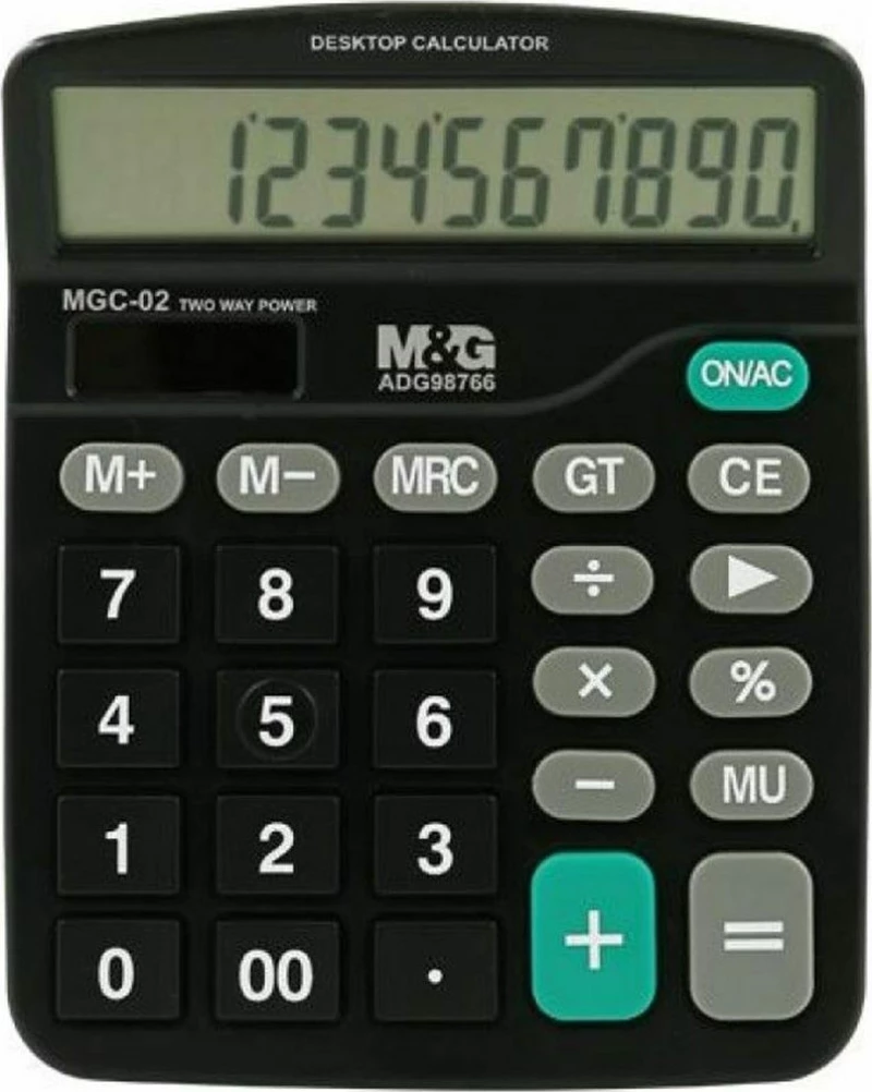 M&G Αριθμομηχανή Απλή MGC-02 12 Ψηφίων σε Μαύρο Χρώμα