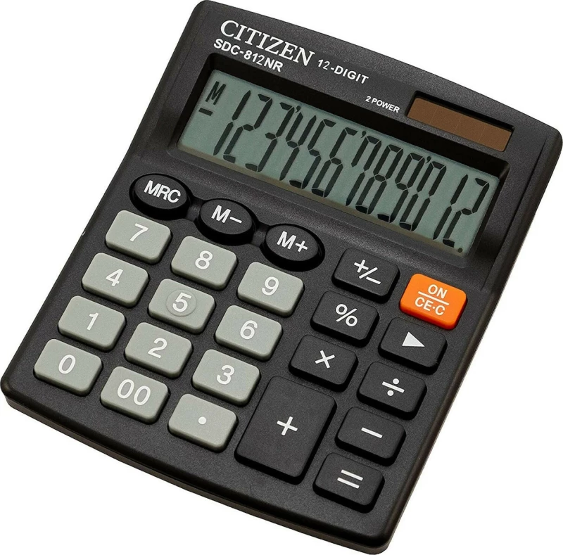 Citizen Αριθμομηχανή Απλή SDC-812ΝR 12 Ψηφίων σε Μαύρο Χρώμα