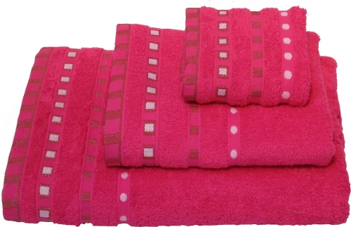 Le Blanc Σετ Πετσέτες 3τμχ Πεννιέ Ζακάρ Πουά Φούξια