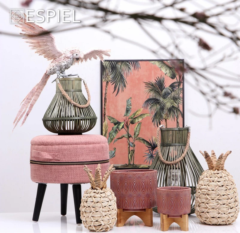 Espiel Διακοσμητικό Πουλί Παπαγάλος Ροζ 11x9x58cm