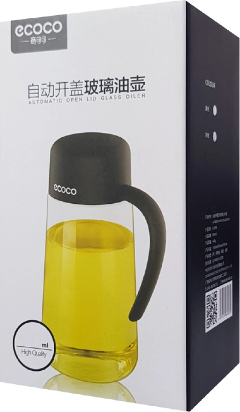 Ecoco Δοχείο Λαδιού Γυάλινο Γκρι 1000ml