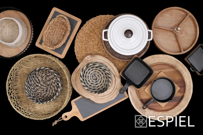 Espiel Ψωμιέρα Ψάθινη Natural Μπεζ 19x19x8cm