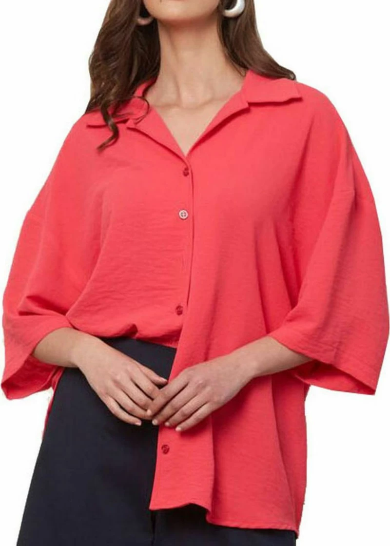 ANNA RAXEVSKY Γυναικείο φούξια oversize πουκάμισο Z21104 FUXIA