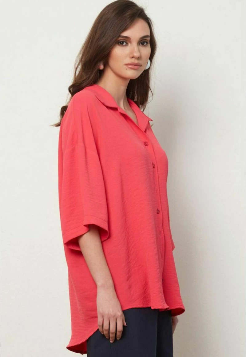 ANNA RAXEVSKY Γυναικείο φούξια oversize πουκάμισο Z21104 FUXIA