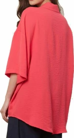 ANNA RAXEVSKY Γυναικείο φούξια oversize πουκάμισο Z21104 FUXIA