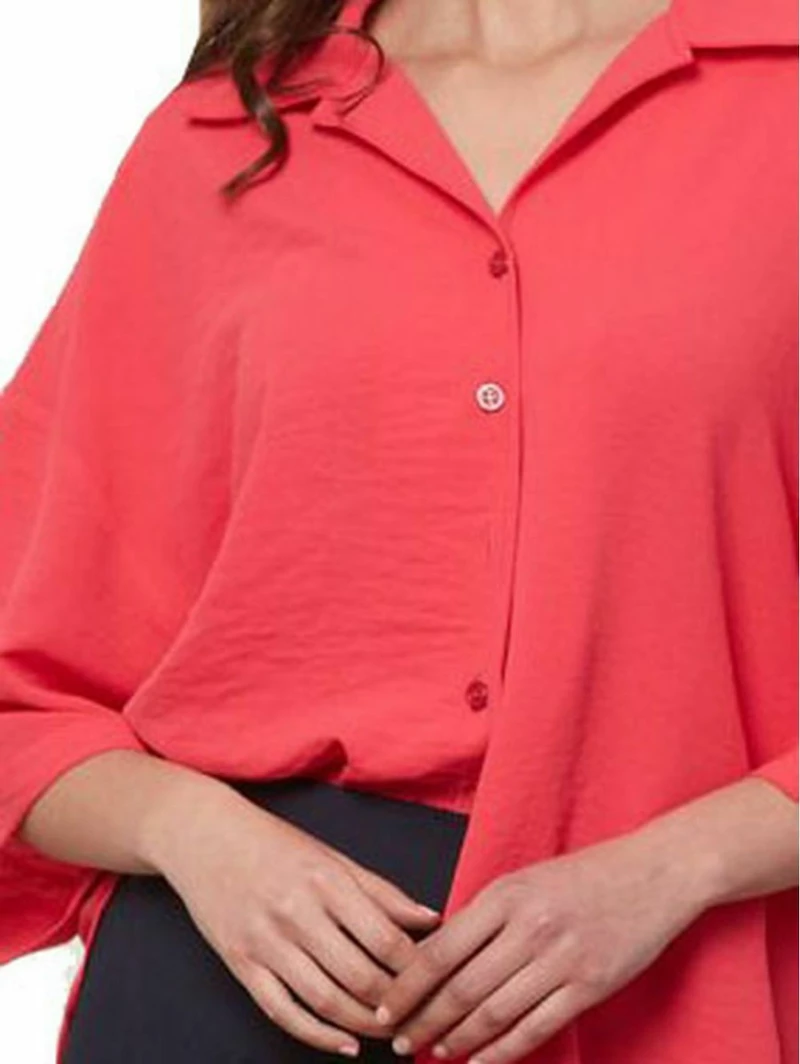 ANNA RAXEVSKY Γυναικείο φούξια oversize πουκάμισο Z21104 FUXIA