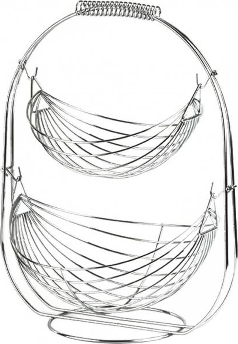 Espiel Φρουτιέρα Μεταλλική Ασημί 35x19x44cm