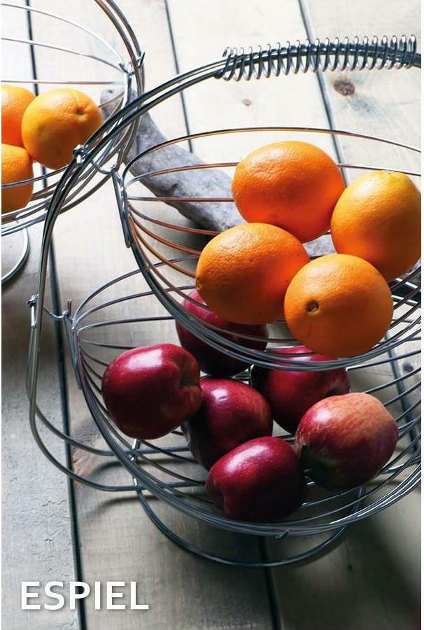 Espiel Φρουτιέρα Μεταλλική Ασημί 35x19x44cm