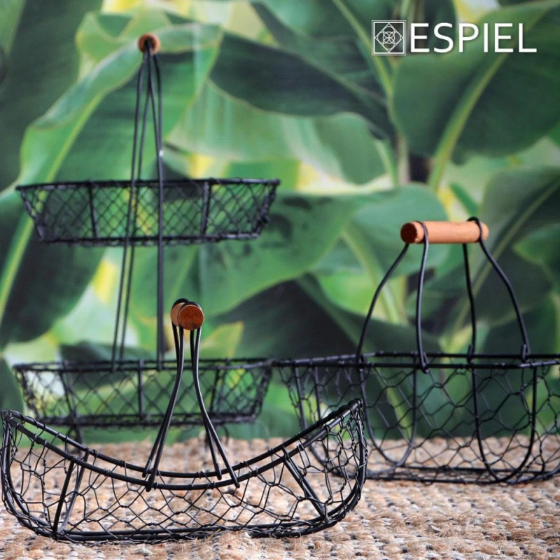 Espiel Φρουτιέρα Μεταλλική Μαύρο 23x15x15cm