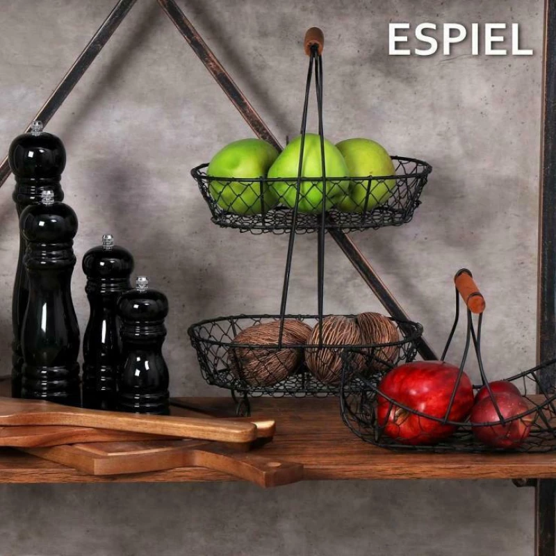 Espiel Φρουτιέρα Μεταλλική Μαύρο 23x15x15cm