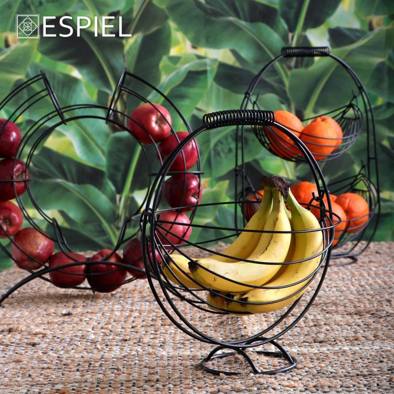 Espiel Φρουτιέρα Μεταλλική Μαύρο 34x11.5x40.5cm