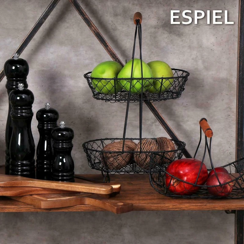 Espiel Φρουτιέρα Μεταλλική Μαύρο 23x15x15cm