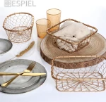 Espiel Φρουτιέρα Μεταλλική Χρυσό 25x17x9cm