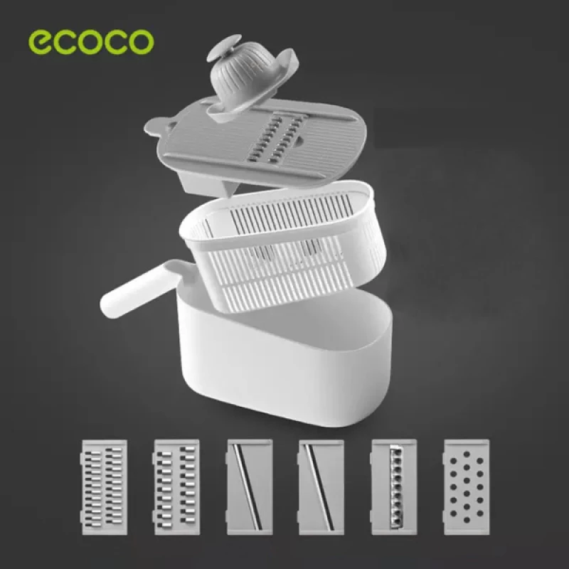 Ecoco Πολυκόφτης Λαχανικών E1909, 6 Εξαρτήματα Κοπής, Λευκός-Γκρι 6972129660660