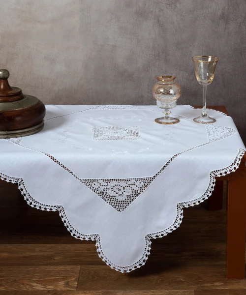 Silk Fashion Καρέ Πλεκτό 90x90 1153 Λευκό