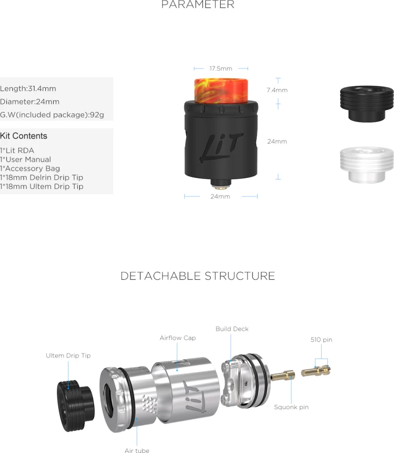 Vandy Vape Lit RDA 24mm SS