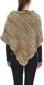 Πλεκτό Poncho με γούνα Lapin Καφέ