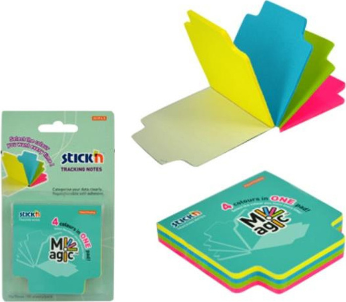 Χαρτάκια STICK N 4 χρωμάτων 70 x 70 (100 φύλλα) - HOPAX