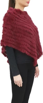 Πλεκτό Poncho με γούνα Lapin Κόκκινο