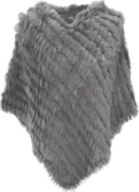Πλεκτό Poncho με γούνα Lapin Γκρι