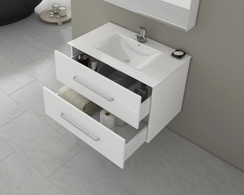 Drop Torino 90 Πάγκος με Νιπτήρα & Καθρέπτη White Λευκό