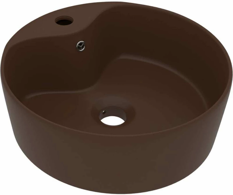 vidaXL 147039 Επικαθήμενος Νιπτήρας Κεραμικός 36x36cm Καφέ
