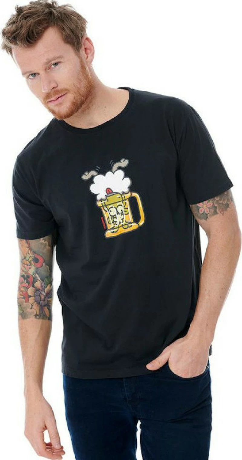 Ανδρικό T-shirt "Beerber" Black Kukuxumusu