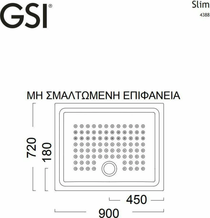 GSI Slim Ντουζιέρα 72x90cm