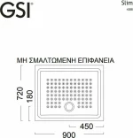 GSI Slim Ντουζιέρα 72x90cm