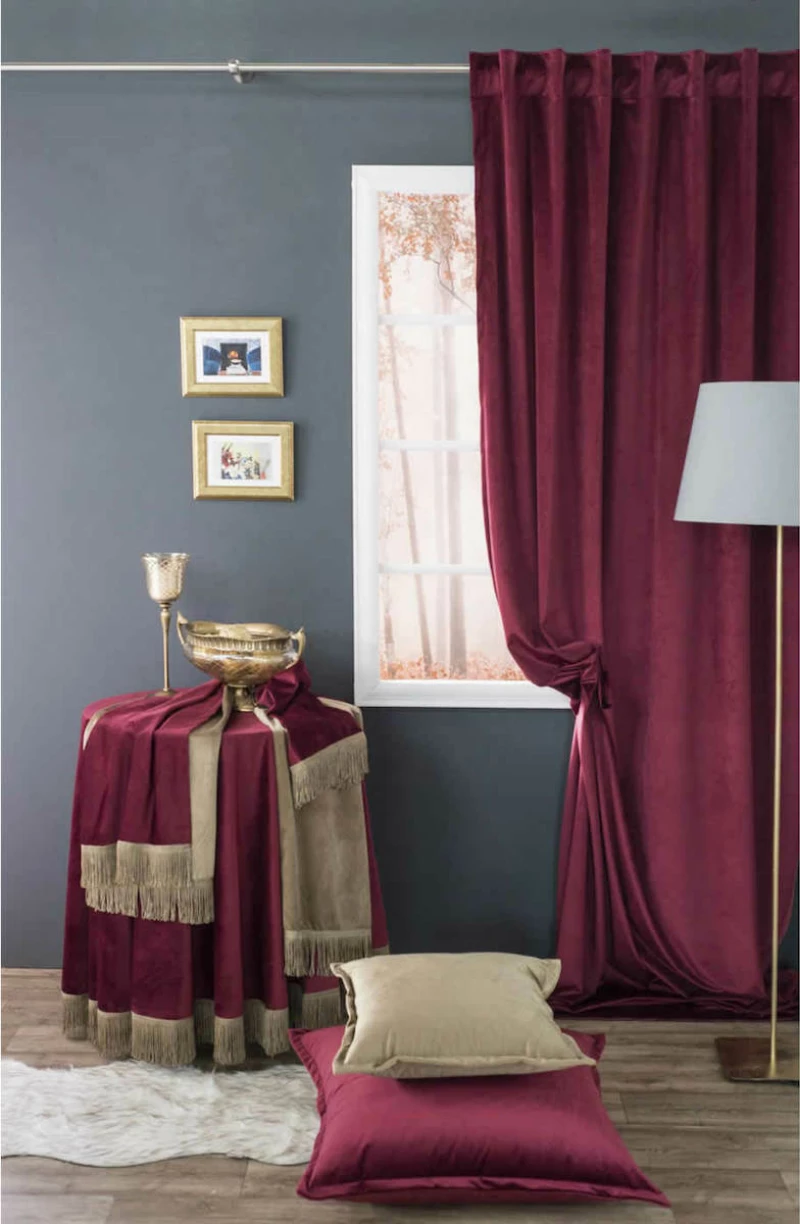 Teoran Διακοσμητική Μαξιλαροθήκη 45x45 Velvet 10 Bordo