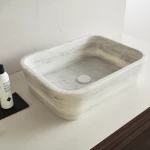 Fossil Gaia Επικαθήμενος Νιπτήρας Πέτρινος 50x38cm Λευκός