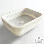 Fossil Gaia Επικαθήμενος Νιπτήρας Πέτρινος 50x38cm Λευκός