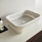 Fossil Gaia Επικαθήμενος Νιπτήρας Πέτρινος 60x38cm Λευκός